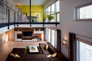 Schatten spendende Fenster aus Aluminium und Holz